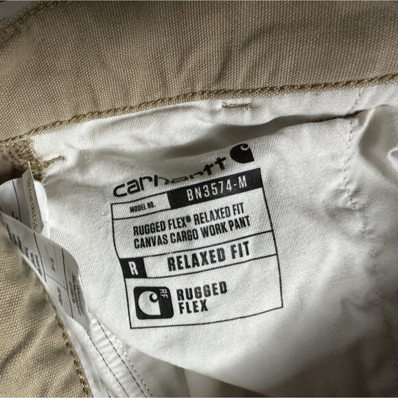 Carhartt Men’s RUGGED FLEX RELAXED FIT CANVAS CARGO WORK PANTS Khaki 36x28 - Picture 4 of 9